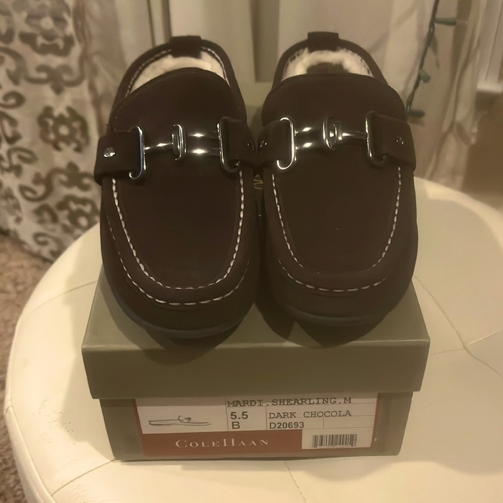 Cole Haan Mardi Shearling Dark Chocolate Mule Size 5.5 B